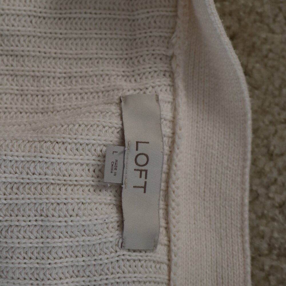 LOFT Ribbed Cream Cardigan Sweater - Picture 5 of 5